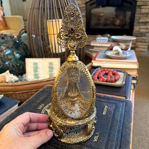 Vtg gold ormolu filigree - gold,