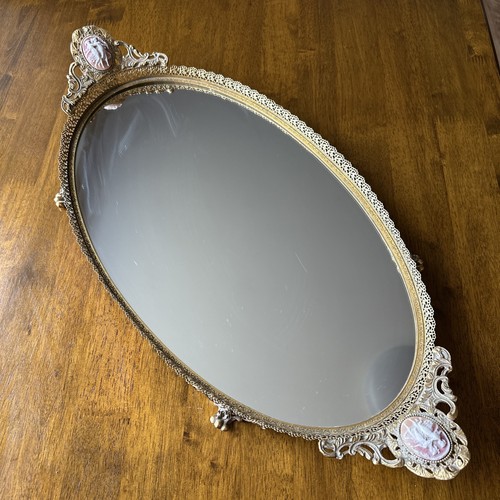 Antique footed mirror vanity - antique,