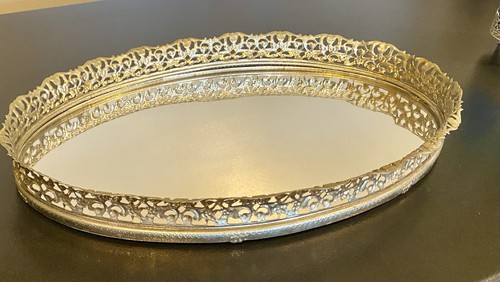 Vintage oval mirrored vanity - vintage,